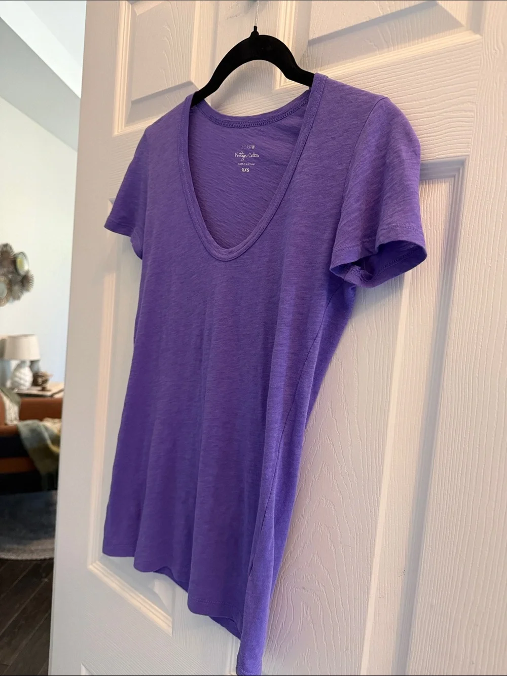 J. Crew 100% Cotton Purple V-Neck Tissue Short Sleeve Tee